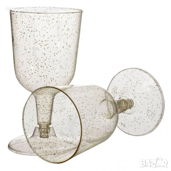 Комлект пластмасови чаши за вино Златен блясък, 180 мл, 6 бр., снимка 1
