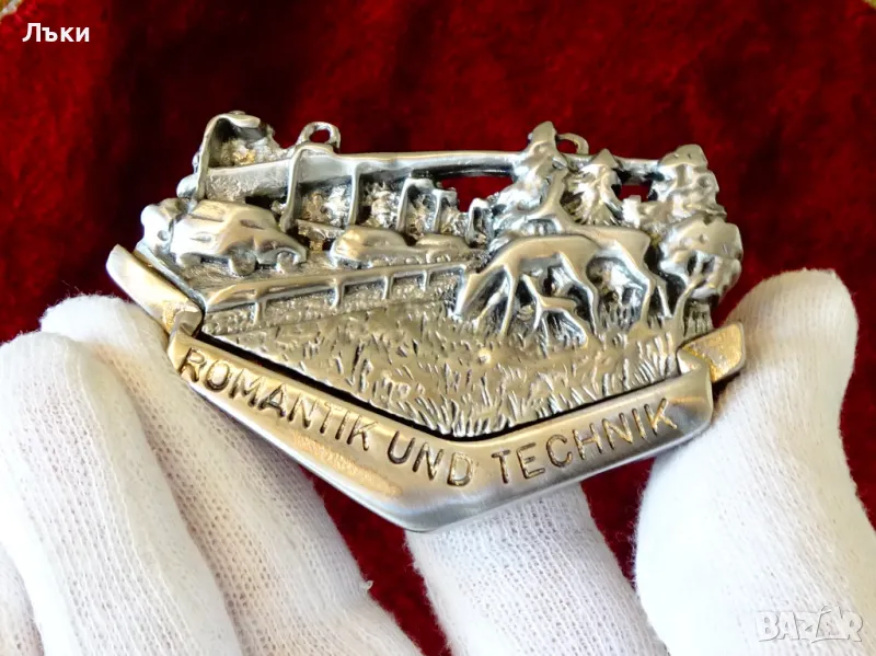 Плакет от калай Romantik und Technik,елени,гора. , снимка 1