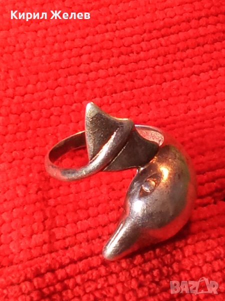 РЪЧНА АВТОРСКА ХУДОЖЕСТВЕНА БИЖУТЕРСКА МАЙСТОРСКА ИЗРАБОТКА МАРКОВО СРЕБРО 925 ПРЪСТЕН ДЕЛФИН 40636, снимка 1