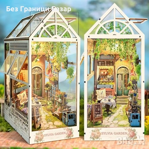 Нова Мини къща Book Nook 3D пъзел с LED – Tea Time в градината Украса, снимка 1