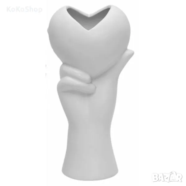 Ваза 12х12х26 см. Бяла керамична ваза, снимка 1