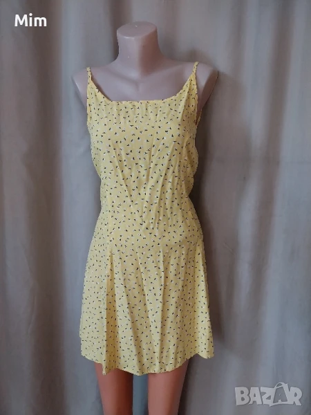 S/M Лятна жълта рокля на бели цветя , снимка 1