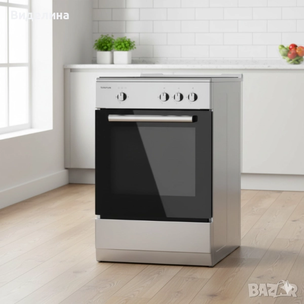 Газова печка Taurus CIG3FIXMG – 3 горелки, газова фурна 43L, инокс корпус, с дефект, снимка 1