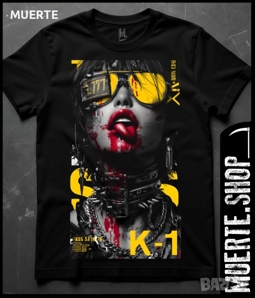 Черна тениска с щампа K1 COLOR CHICK, снимка 1