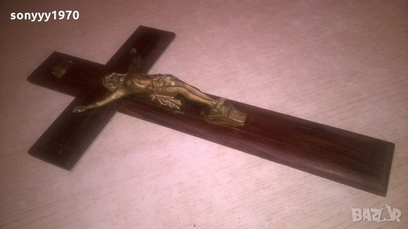 МАСИВЕН КРЪСТ С ИСУС-ВНОС АНГЛИЯ-40Х22СМ, снимка 1