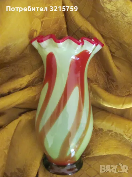 Ваза двуцветно кристално стъкло, ръчна изработка, снимка 1