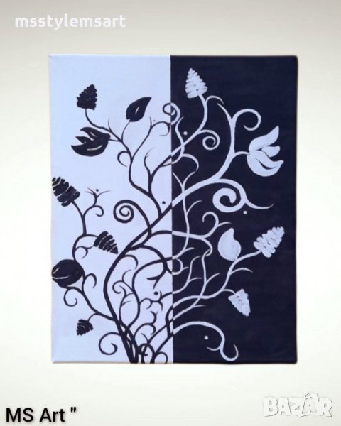 "Black and white"! Абстрактна картина! Акрил! Ръчно рисувана!, снимка 1