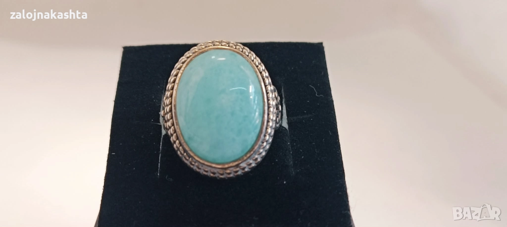 Сребърен пръстен етнно с Тюркоаз-10,36гр/925, снимка 1