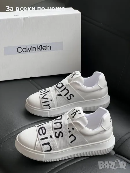 Calvin Klein Дамски Бели Маратонки С Черно Лого👟Дамски Спортни Обувки Келвин Клайн Код E252, снимка 1