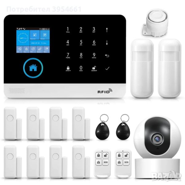 Безжична 3g WiFi алармена система TUYA SMART в комплект с камера и 10 датчика, снимка 1