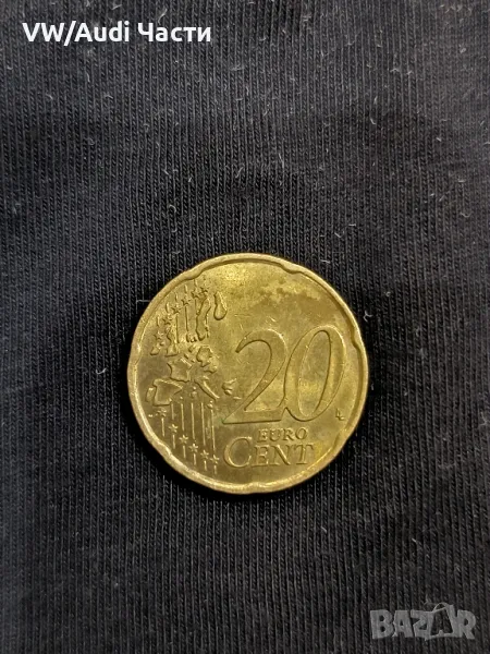 Монета 20 евро цента Германия 2002г. Бранденбургска врата / буква J, снимка 1