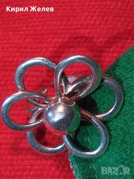 ПРЕКРАСЕН СРЕБЪРЕН ВИНТИДЖ АРТ ПРЪСТЕН ЦВЕТЕ СРЕБРО 925 РЕГУЛИРУЕМ МОДЕЛ АЖУРНА РЪЧНАизработка 40614, снимка 1