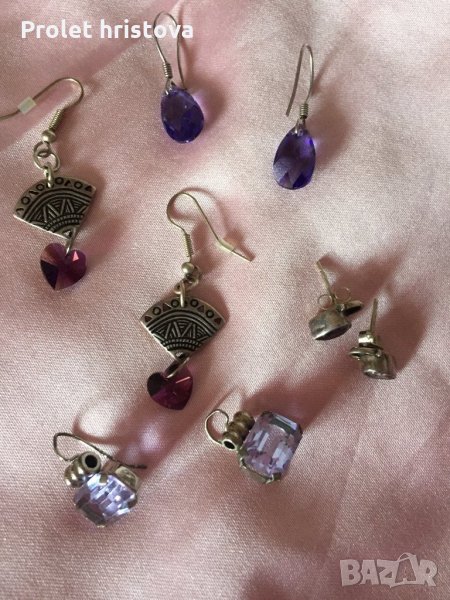 Сребърни обеци с камънли Сваровски, снимка 1