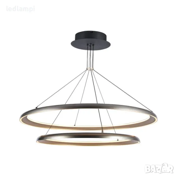 LED Полилей 65W Дизайн Златно + Шампанско Сиво Тяло Топло Бяла Светлина, снимка 1