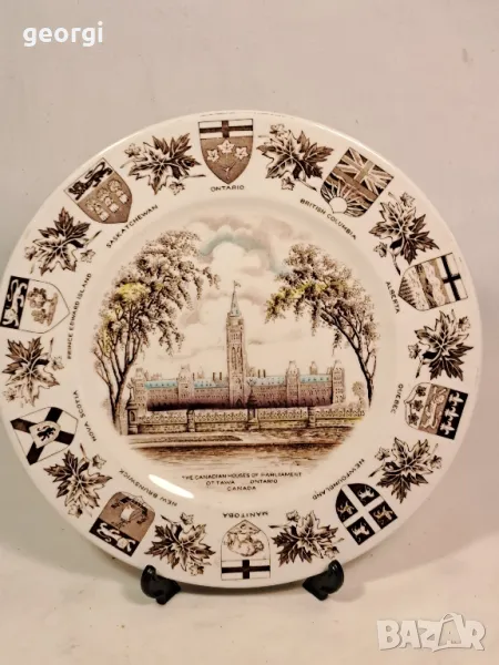 канадска декоративна порцеланова чиния Канадския парламент 25/2, снимка 1