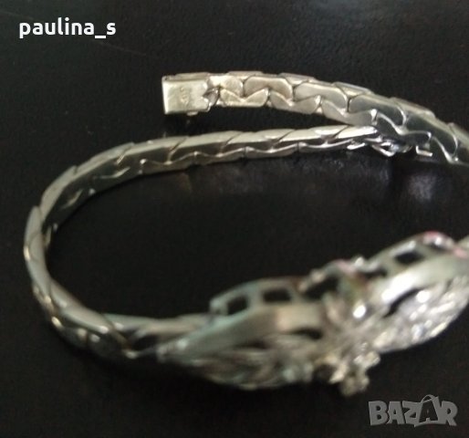 Антична бижутерия / гривна сребро 925 с прозрачни топази, снимка 3 - Гривни - 28742592