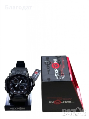 Водоустойчив спортен дигитален часовник EXPONI "Двоен екран,подсветка,аларма, хронометър и др. , "