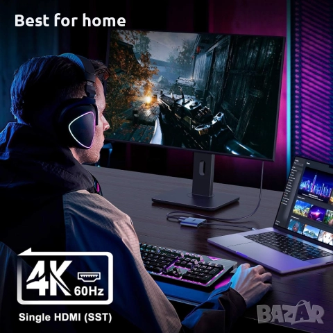 USB C към Dual HDMI адаптер, снимка 4 - Друга електроника - 52334390