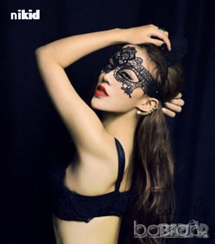 01 домино черна бяла маска дантела за лице очи маскарад парти бал, снимка 4 - Други - 25934271