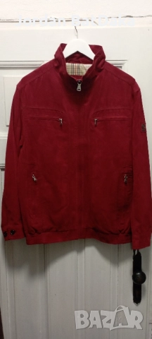 Бордо кожено велур яке М#, снимка 2 - Якета - 51588278