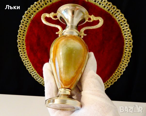 Посребрена ваза,амфора,оникс 15 см.,дракони. , снимка 9 - Вази - 37783547