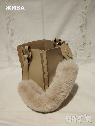 Малка дамска чанта в цвят слонова кост, снимка 3 - Чанти - 53154029