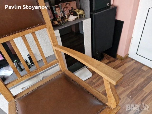 Голям старинен стол кресло с дърворезба , снимка 4 - Столове - 51941581