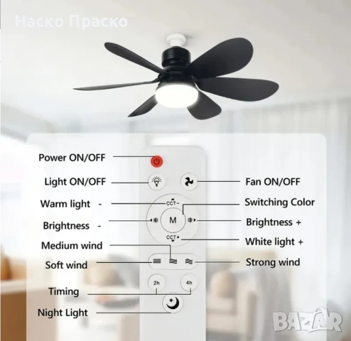 Таванен вентилатор 40W, снимка 3 - Вентилатори - 51027143