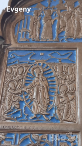 Руска бронзова икона от 19век , снимка 8 - Икони - 52726509