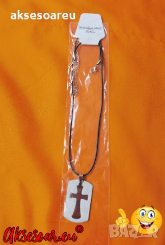 Ново колие с каишка медальон с висулка кръст в метална плочка модни бижута за подарък за Свети Вален, снимка 6 - Колиета, медальони, синджири - 38319851