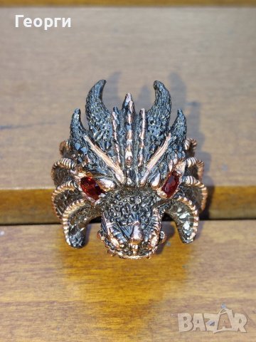 Красив масивен африкански сребърен пръстен Дракон, снимка 5 - Пръстени - 37787577