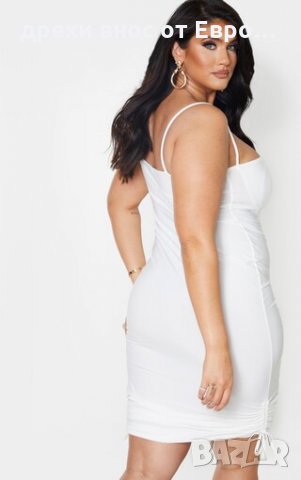 PrettyLittleThing Бяла секси рокля с тънки презрамки размер L, снимка 2 - Рокли - 33269617