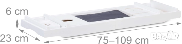 Relaxdays Bamboo Bathtub Caddy 75–109 см – Регулируема Поставка за Вана с Държач за Чаша Вино, Книга, снимка 2 - Други - 52123777