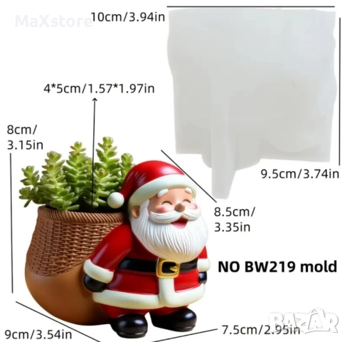3D Дядо Коледа молд кашпа, снимка 2 - Форми - 52132032