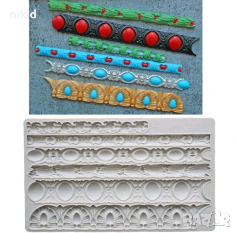 Ленти ивици декорирани борд кант декор силиконов молд форма фондан шоколад декор