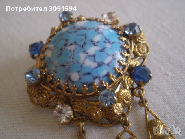 Старинна  Дамска брошка  с Мурано СТЪКЛО, снимка 12 - Антикварни и старинни предмети - 37316866