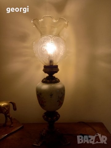 ретро бронзова настолна лампа , снимка 3 - Настолни лампи - 43861636