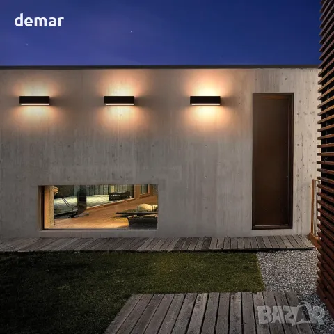 FUDESY LED стенна лампа, 9W 3000K аплик - нагоре и надолу, IP65, модерна черна, снимка 7 - Лед осветление - 50005126