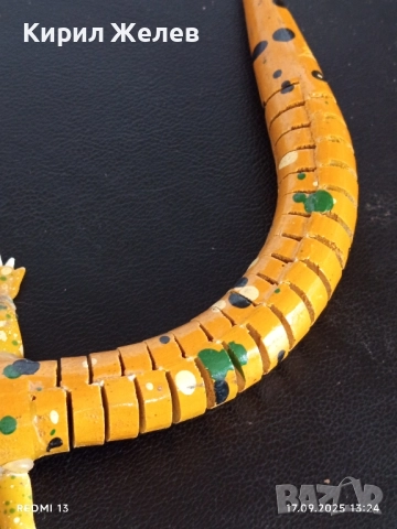 Дървен гущер саламандър сувенир за КОЛЕКЦИЯ ДЕКОРАЦИЯ 49455, снимка 4 - Други ценни предмети - 51744013