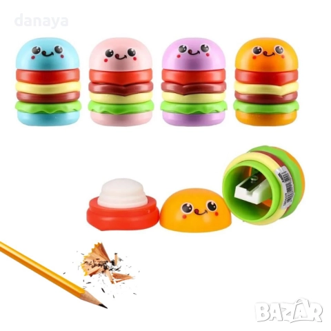 6028 Гумичка с острилка за моливи Бургер