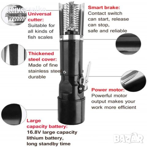 Безжична професионалена машинка за почистване на риба, за чистене на люспи, снимка 7 - Други стоки за дома - 43771570
