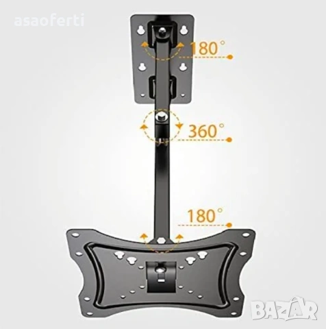 ​📺 Универсална Стойка за Стена за Телевизор (14-55 инча) – Накланяща се и въртяща се, снимка 8 - Телевизори - 53105289