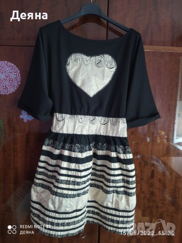 Рокля в черно и златисто на Lilia fashion Plovdiv, размер S, снимка 2 - Рокли - 36767821