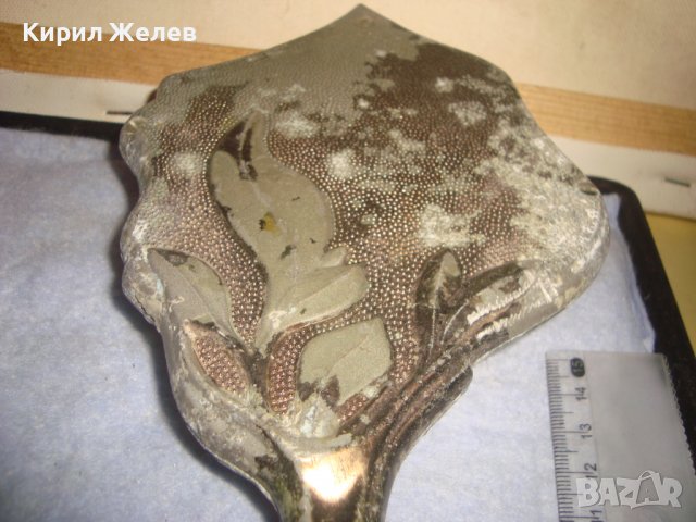 СТАРО МЕТАЛНО ФЛОРАЛНО ОРНАМЕНТИРАНО ВИНТИДЖ ДАМСКО КРИСТАЛНО ОГЛЕДАЛО 32252, снимка 6 - Други ценни предмети - 38258510