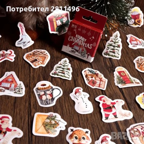 Коледни стикери в кутия, 46 броя - лепенки, снимка 5 - Ученически пособия, канцеларски материали - 43725937