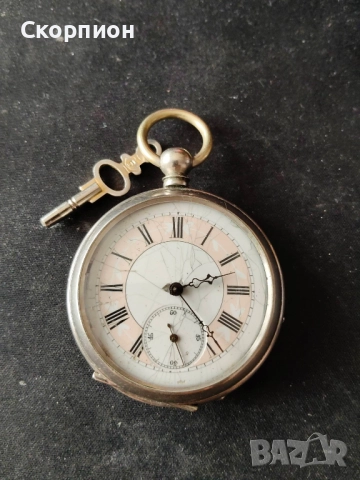 Швейцарски джобен часовник 1900г. с посребрени капаци - с ключе - ПЕРФЕКТЕН - ПРОМОЦИЯ, снимка 18 - Джобни - 48361698