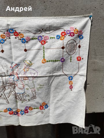 Старинен бродиран ковьор,покривка за стена #161, снимка 4 - Антикварни и старинни предмети - 36864218