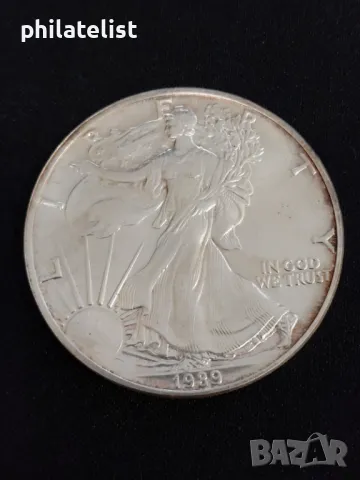 САЩ 1989 - 1 долар - Американски сребърен орел - 1 OZ - Сребърна монета, снимка 1 - Нумизматика и бонистика - 48311349