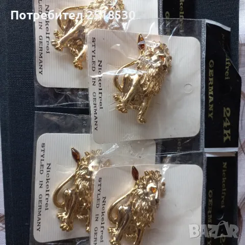 Позлатен лъв-винтидж брошка, снимка 5 - Други - 49343356