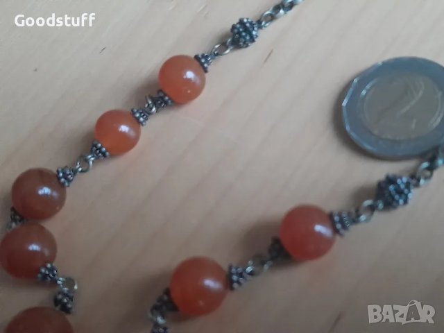 Ретро гердан, етно, карнеол, гранулация, 265к, посребрен бронз,

, снимка 3 - Антикварни и старинни предмети - 48652247